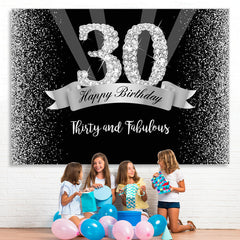 Lofaris Thirty and Fabulous Silver Bokeh 30th Birthday Backdrop