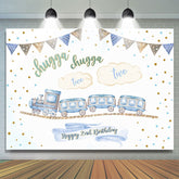 Lofaris Train Happy 2nd Birthday Backdrop for Photoshoot