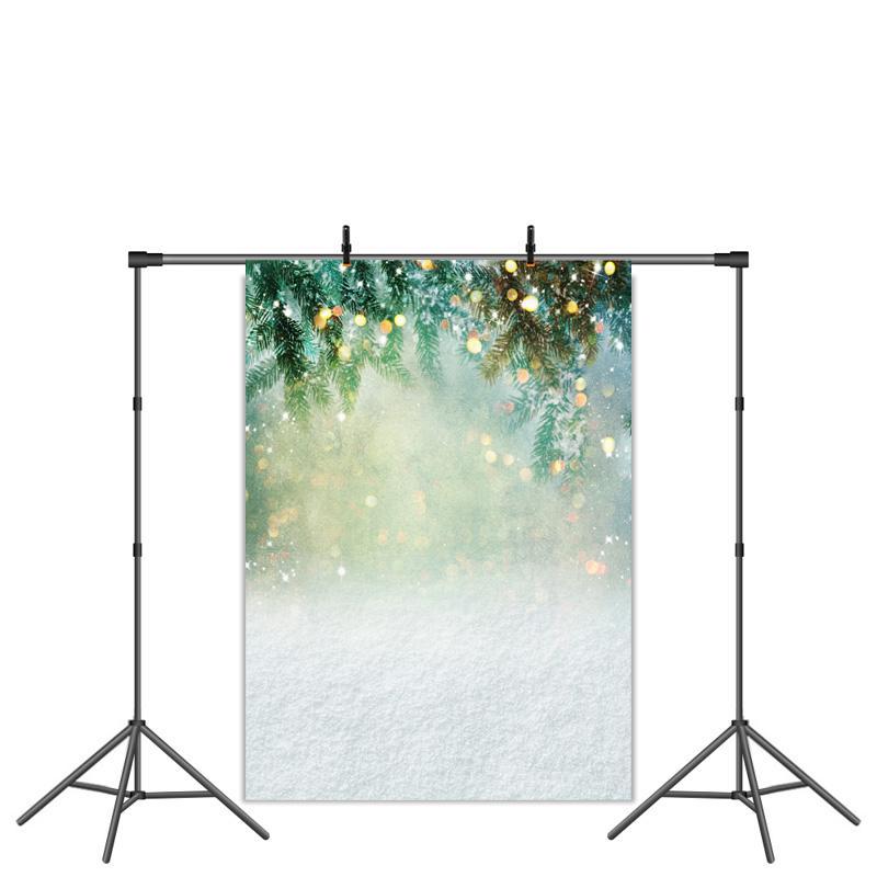Lofaris Tree Snow Gold Glitter Bokeh Winter Christmas Party Backdrop