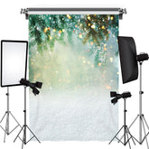 Lofaris Tree Snow Gold Glitter Bokeh Winter Christmas Party Backdrop