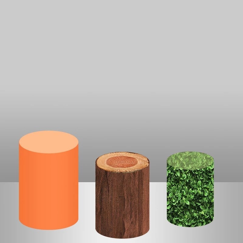 Lofaris Tree Stump Green Orange Backdrop Cake Table Cover Kit