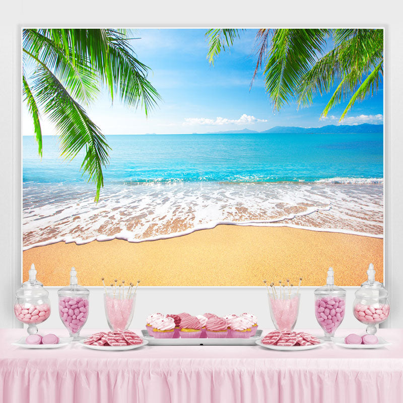 Lofaris Tropical Beach Palm Trees Photo backdrop for Summer