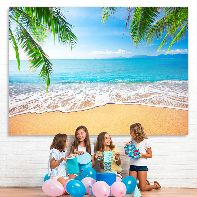 Lofaris Tropical Beach Palm Trees Photo backdrop for Summer