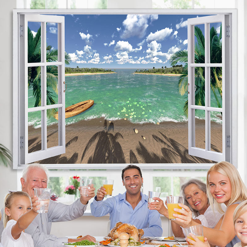 Lofaris Tropical Beach Photo backdrop Palm Trees Backdrop