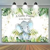 Lofaris Tropical Plants Baby Elephant Bule Shower Backdrop