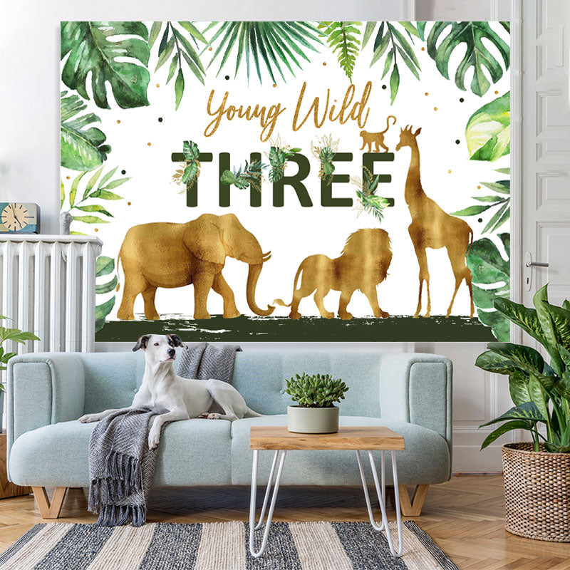 Lofaris Tropical Rainforest Young Wild 3rd Birthday Backdrop