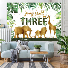 Lofaris Tropical Rainforest Young Wild 3rd Birthday Backdrop
