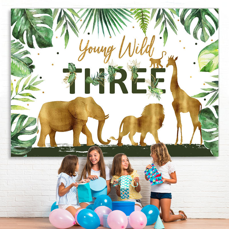 Lofaris Tropical Rainforest Young Wild 3rd Birthday Backdrop