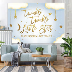 Lofaris Twinkle Glitter Star Cloud Blue Baby Shower Backdrop