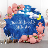 Lofaris Twinkle Star Blue Starry Sky Baby Shower Round Backdrops