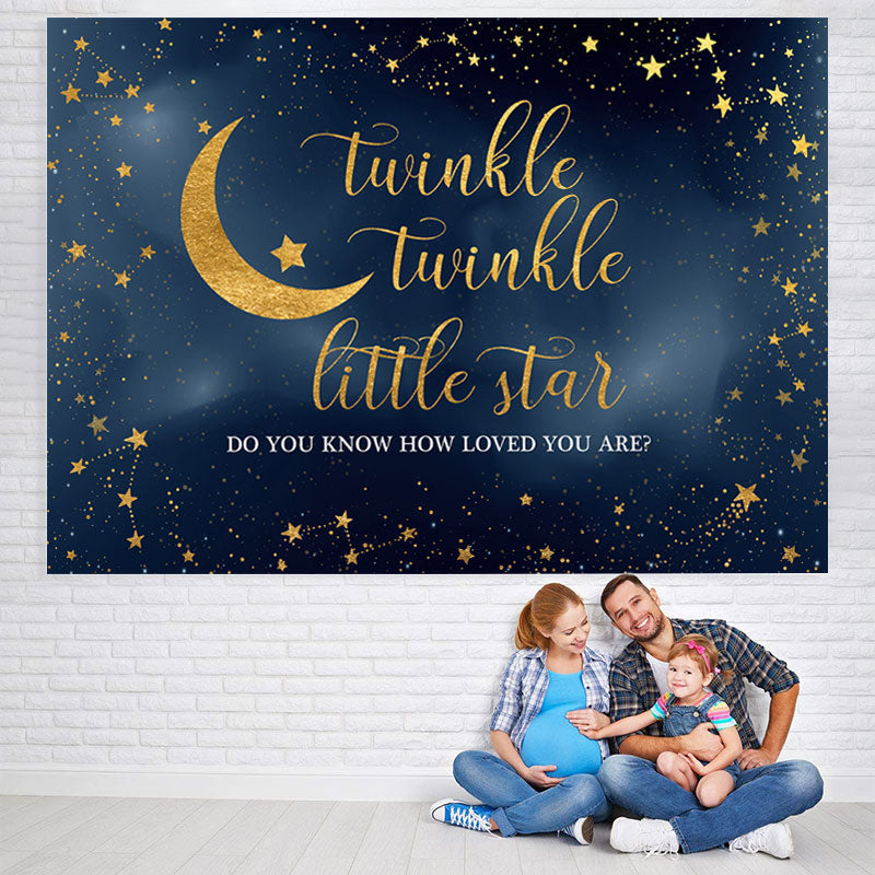 Lofaris Twinkle Little Star Blue Baby Shower Backrop