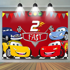 Lofaris Two Fast Race Car 2nd Boy Birthday Party Backdrop