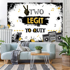 Lofaris Two Legit White And Black Birthday Backdrop For Party