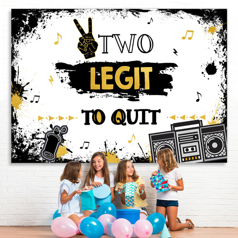 Lofaris Two Legit White And Black Birthday Backdrop For Party