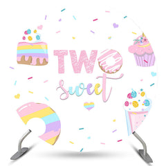 Lofaris Two Sweet Donut Candy Land Circle Birthday Backdrop
