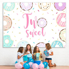Lofaris Two Sweet Donut themed Happy 2Rd Birthday Backdrop