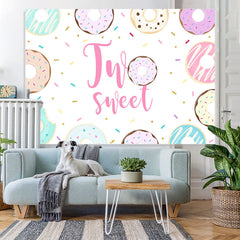 Lofaris Two Sweet Donut themed Happy 2Rd Birthday Backdrop
