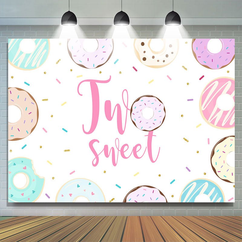 Lofaris Two Sweet Donut themed Happy 2Rd Birthday Backdrop