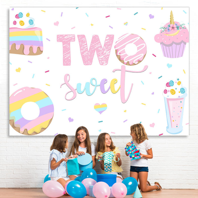 Lofaris Two sweet rainbow desserts Happy birthday Backdrop
