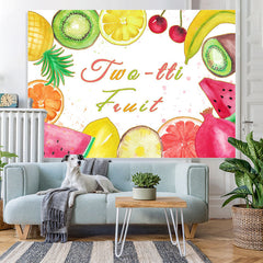 Lofaris Twotti Fruit Cute Cartoon 2rd Birthday Backdrop