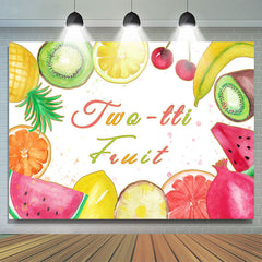 Lofaris Twotti Fruit Cute Cartoon 2rd Birthday Backdrop