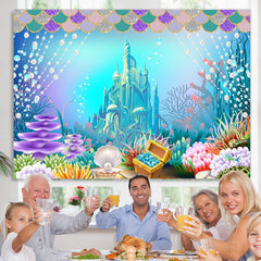 Lofaris Undersea Castle World with Mermaid Backdrop for Girl