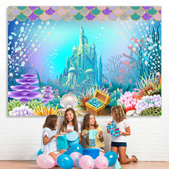 Lofaris Undersea Castle World with Mermaid Backdrop for Girl