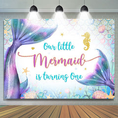 Lofaris Undersea World Mermaid Sea Horse 1st Birthday Backdrop