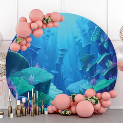Swan And Floral Pink Round Happy Mothers Day Backdrop