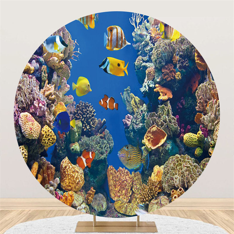 Lofaris Underwater World Of Clownfish And Corals Circle Backdrop