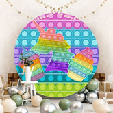 Lofaris Unicorn Pop It Colorful Round Party Backdrops for Birthday