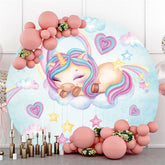 Lofaris Unicorn Star And Love Baby Shower Circle Backdrop