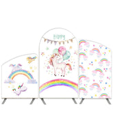 Lofaris Unicorn Theme Balloons And Rainbow Birthday Arch Backdrop Kit