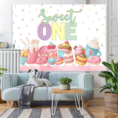 Lofaris Various Snacks And Sweet One Happy Birthday Backdrop