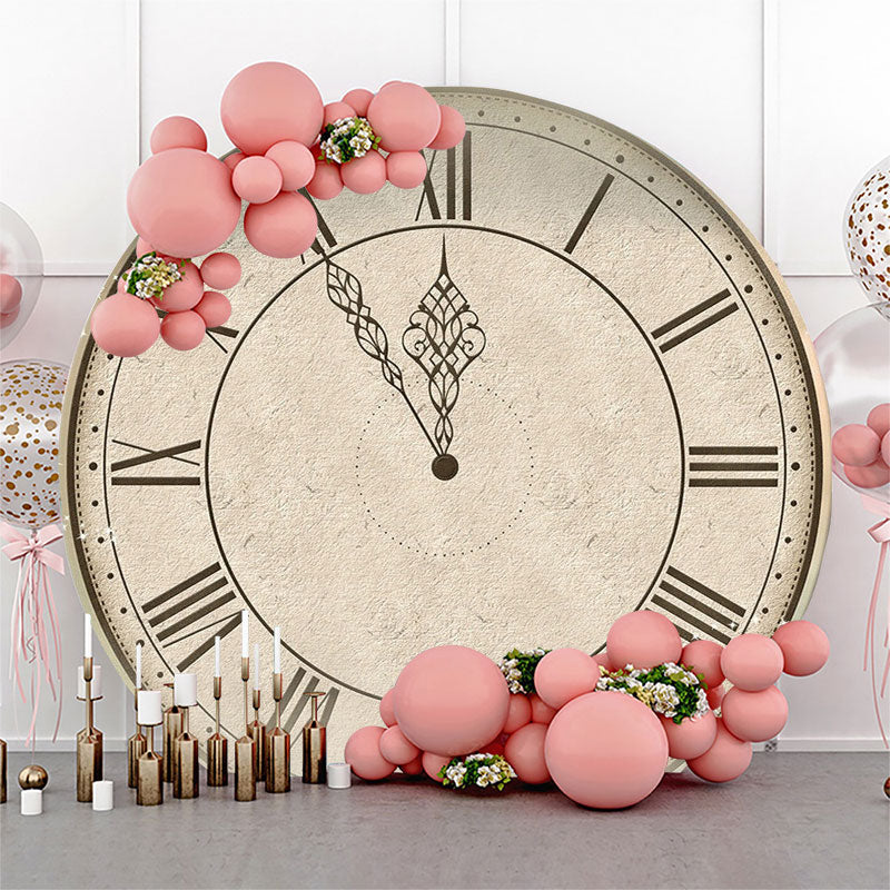Lofaris Vintage Clock Happy New Years Round Backdrop Cover