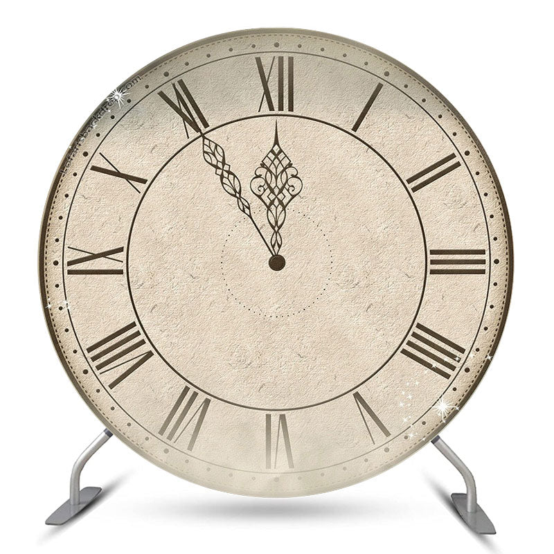 Lofaris Vintage Clock Happy New Years Round Backdrop Cover