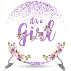 Pink Bunny And Flower Spring Round Baby Shower Backdrop