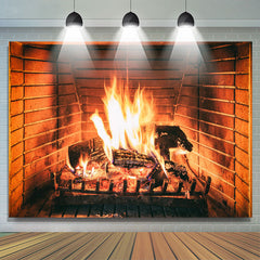 Lofaris Warm and Burning Fireplace Themed Backdrop for Party