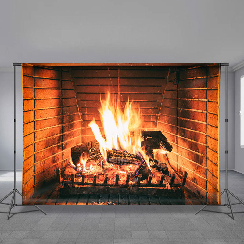 Lofaris Warm and Burning Fireplace Themed Backdrop for Party