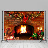 Lofaris Warm House With Teddy Bear Merry Christmas Backdrop