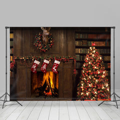 Lofaris Warmful Houses With Stocks And Christmas Tree Backdrop