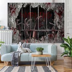 Lofaris Warning! Horrible Hands Halloween Party Backdrop