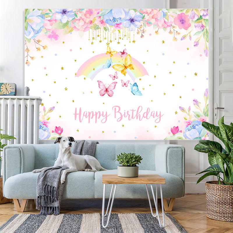 Lofaris Watercolor Flora Baby Girls Princess Birthday Backdrop