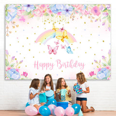 Lofaris Watercolor Flora Baby Girls Princess Birthday Backdrop