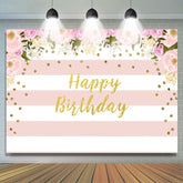 Lofaris Watercolor Flower Pink Floral Happy Birthday Backdrop