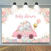 Lofaris Watercolor Pink Elephant Baby Shower Party Backdrop