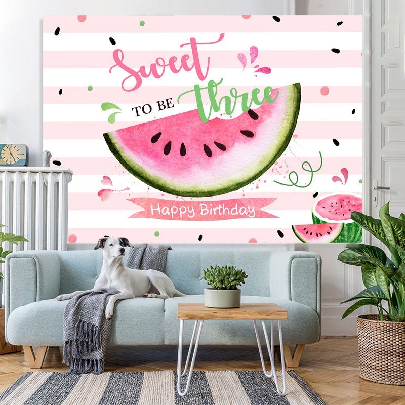 Lofaris Watermelon 3rd Birthday Photoshoot Backdrops for girl