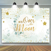 Lofaris We Are Over The Moon Golden Stars Baby Shower Backdrop
