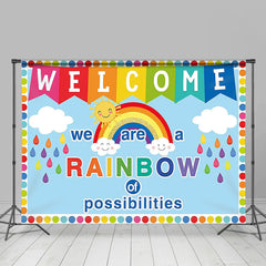 Lofaris We Are Rainbow Blue Sky Welcome Back To School Backdrop