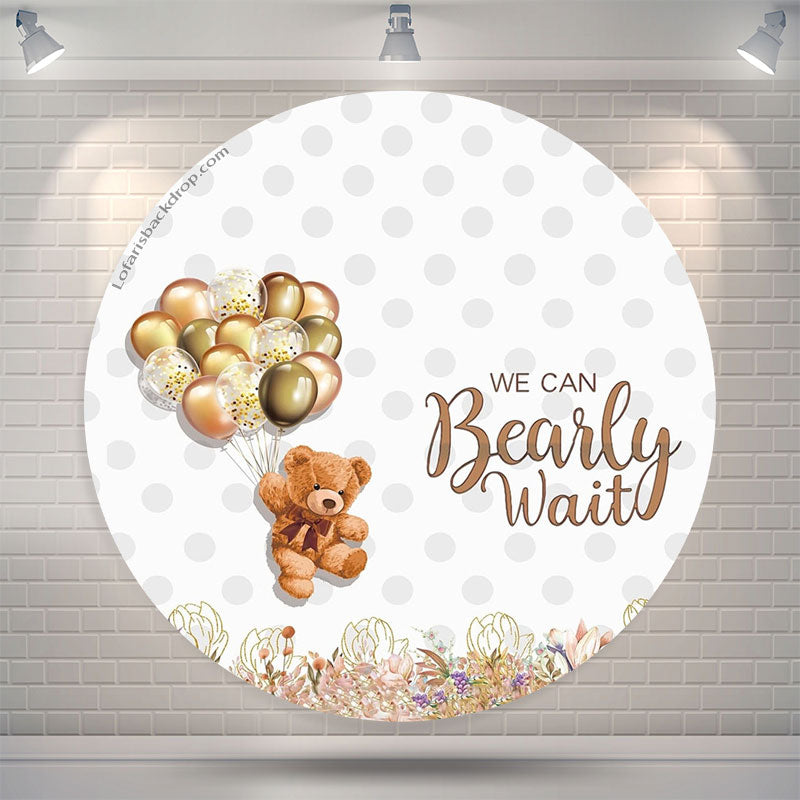 Lofaris We Can Bearly Wait Balloons Round Baby Shower Backdrop